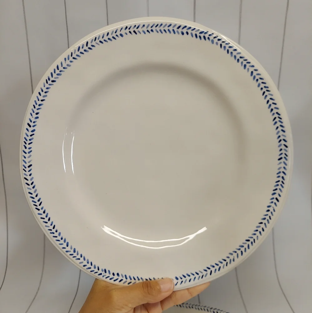 NWOT 2 Pier 1 Blue and White Leaf Trim Plates